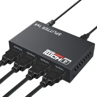 Активный HDMI разветвитель видеосигнала Splitter 1x4 OEM на 4 HDMI порта с поддержкой 4K 2K, Четырехнаправленный сплиттер коммутатор Черный