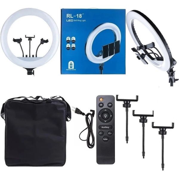 Ring LED Lamp Ring Fill Light RL-18 55W with Remote Control and Bag 46 cm 18" without tripod Professional Studio LED, m-45 45 cm