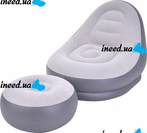 Надувной диван с пуфом Air Sofa Intex 68564, надувное велюровое кресло с пуфиком SF-936