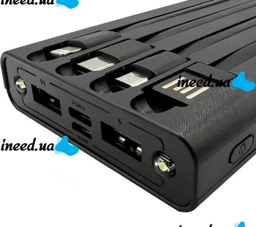 Portable Charger Power Bank Z-05 50000 mah with a set of 4 cables, External battery charging with Flashlight Type-C microUSB Lightning