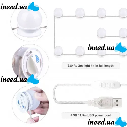 LED Color RGB LED Backlight for Vanity Mirror Lights 10 Lamps Set of Mirror Bulbs with Remote Control and Color Adjustment