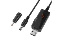 Step-up USB cable for powering a Wi-Fi router from Power Bank 5V with a 9V or 12V switch, with a 9V/12V regulator with a 3.5mm and 5.5mm adapter