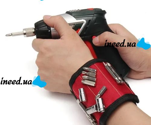 Будівельний універсальний магнітний браслет Magnetic Tool Wristband для утримання гвинтів цвяхів свердел з 3 магнітними пластинами для дрібних деталей