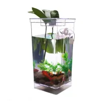 Самоочисний Акваріум My Fun Fish 2 л з LED підсвічуванням 12x12x25 см, квадратний, маленький акриловий наноакваріум з системою самоочищення для рибок