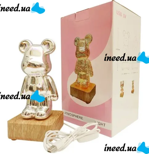 Projection LED RGB Lamp Bear Fireworks Atmosphere Light YD-340, Acrylic Night Light 3D Teddy Bear Fireworks 7 Colors MAG-732 from USB