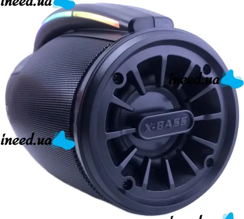 Бездротова Bluetooth колонка динамік BKK B100 з LED підсвічуванням 20W з мікрофоном, акумуляторна блютуз акустика караоке USB SD FM AUX Чорна