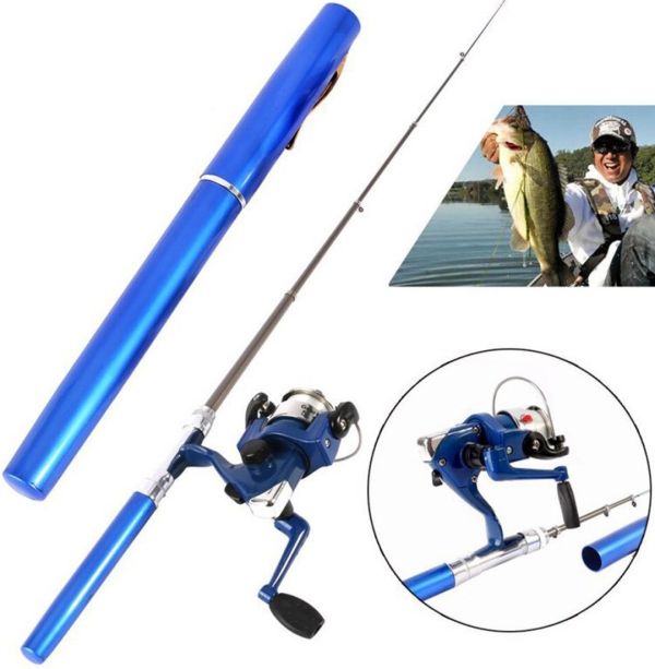 Kit Pocket Fishing Rod Handle Mini Pocket Fishing Rod + Reel, Pocket Folding Hiking Mini FishPen