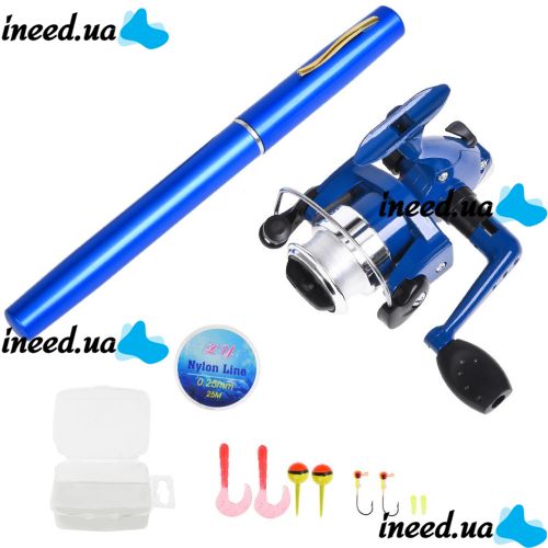 Kit Pocket Fishing Rod Handle Mini Pocket Fishing Rod + Reel, Pocket Folding Hiking Mini FishPen