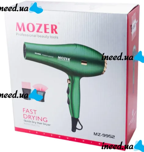 Професійний фен Mozer MZ-9952 4000W для сушіння й укладання волосся, Електричний фен Мозер з холодним обдувом і 2 насадками 2 швидкості 3 режими