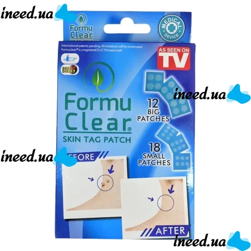 Телесный пластырь от бородавок и прыщей Formu Clear Tag Patch 12 + 18 от акне и папилом Стерильные пластыри для очистки кожи Набор пластырей патчей