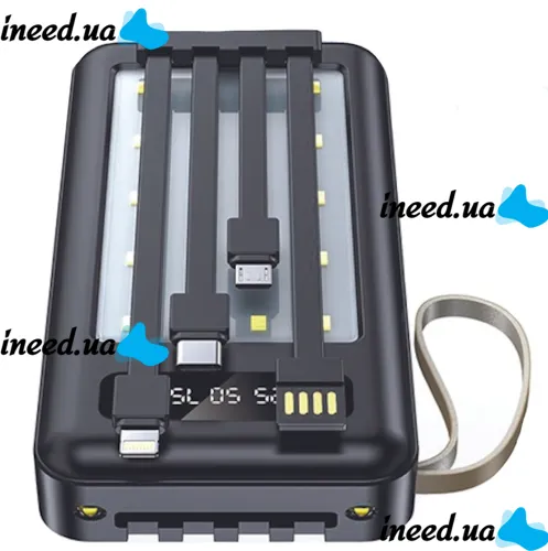 Portable Charger Power Bank Z-05 50000 mah with a set of 4 cables, External battery charging with Flashlight Type-C microUSB Lightning