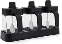 Набір контейнерів баночок Seasoning bottle set XL-730 3 відсіки по 400 мл для зберігання приправ і спецій, Комплект ємностей з кришками і ложками