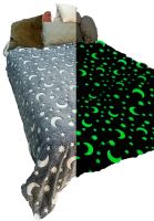 Дитячий світиться плед Magic Blanket Сірий 150х200 см, Плюш, місяць і зірки, покривало світиться День-Ніч, мікрофібра, флісовий люмінесцентний