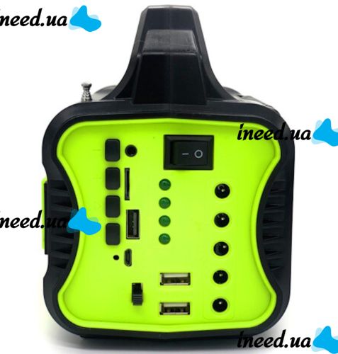 Автономна сонячна станція GDPlus GD-8076 ліхтар колонка з функцією Power Bank, Bluetooth, FM радіо, MP3 і 4 LED лампочки з сонячною панеллю