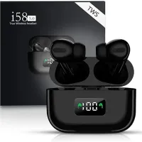 TWS AirPro i58 Bluetooth V5.0 Wireless Headphones in a Case, Vacuum USB Headphones-Headset with Noise Cancellation and Microphone Bluetooth with Case Black