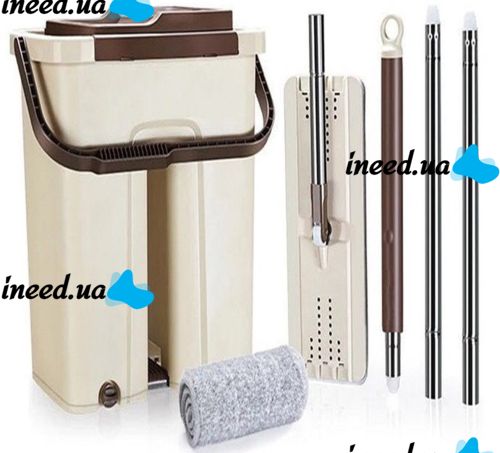 Supretto Scratch Cleaning Mop with Large Bucket and Automatic Spin, Large Self-Squeezing Spin Mop 360