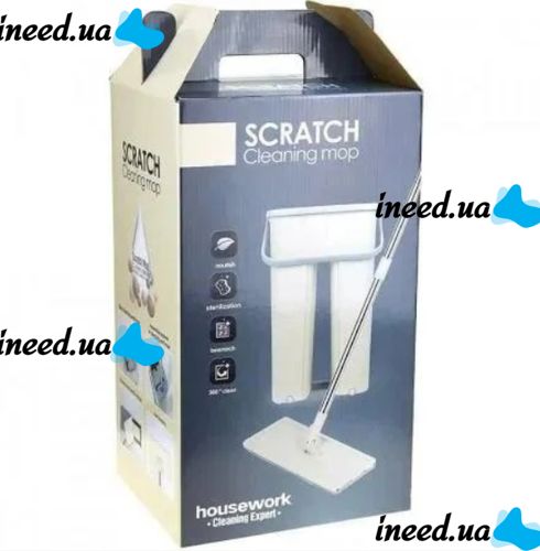 Supretto Scratch Cleaning Mop with Large Bucket and Automatic Spin, Large Self-Squeezing Spin Mop 360