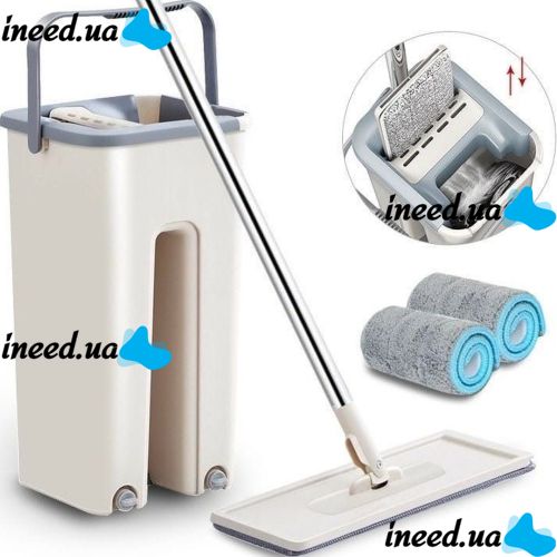 Supretto Scratch Cleaning Mop with Large Bucket and Automatic Spin, Large Self-Squeezing Spin Mop 360