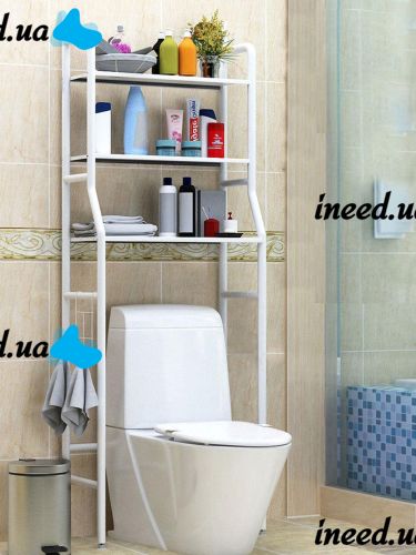 Стойка над унитазом Supretto Toilet Rack БЕЛАЯ TW-101 напольный стеллаж, полка, органайзер для хранения, этажерка WM-64
