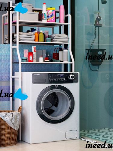 Стойка над стиральной машиной БЕЛАЯ Supretto Washing Rack TW-106 напольный стеллаж, полка органайзер для хранения, этажерка