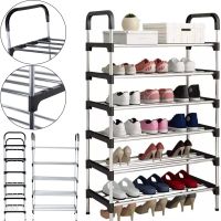 Підлогова Полиця органайзер Shoe Rack Rias RD-9005 для зберігання взуття 6 ярусів, стійка етажерка на 6 секцій полиць 115x56x30 см зі сталі срібляста