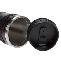 Кружка термос у вигляді об'єктива від фотоапарата Canon EF 24-105, Термокружка об'єктив 350 мл, Термо чашка з кришкою, Чорна
