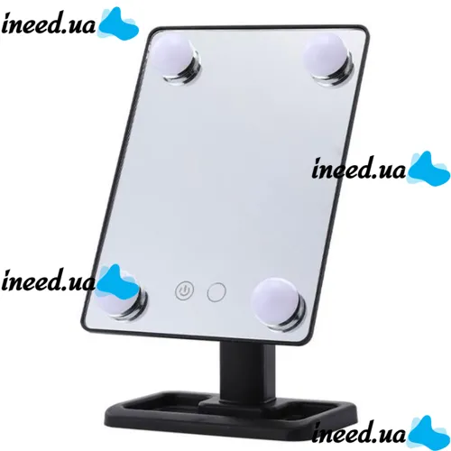 Cosmetie mirror 360 Rotation Angel Desktop Cosmetic Mirror with LED Backlight for Makeup , Compact Rectangular Touch Mirror Black