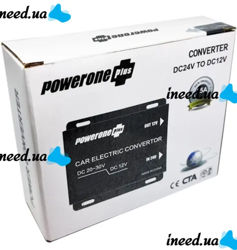 Автомобільний понижуючий інвертор PowerOne Plus DC / DC 24V-12V 10A 120W, Авто перетворювач напруги GS-10A 24В-12В постійного струму Автоінвертор