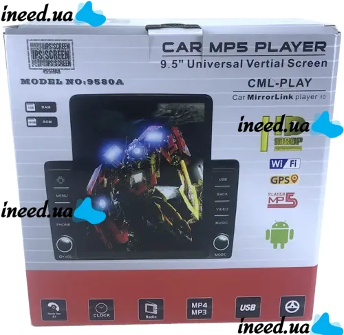 Автомагнітола CML-PLAY Pioneer 9580A 2Din 2DIN 1GB/16GB з сенсорним екраном 9.5" дюймів, Магнітола Android 2Дин GPS Wi-Fi Bluetooth USB в машину