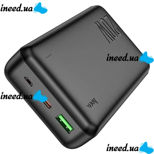 Зовнішній акумулятор з швидкою зарядкою Power Bank Hoco J87A 20000mAh PD20W + QC3.0(22.5 W), Портативна батарея повербанк Хоко з виходом Type-C Чорний