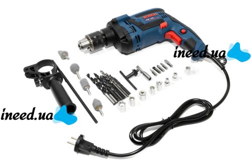 Ударний дриль Bosch GSB 13 re Professional 600W в кейсі з набором інструментів
