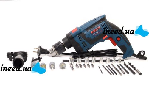 Ударний дриль Bosch GSB 13 re Professional 600W в кейсі з набором інструментів