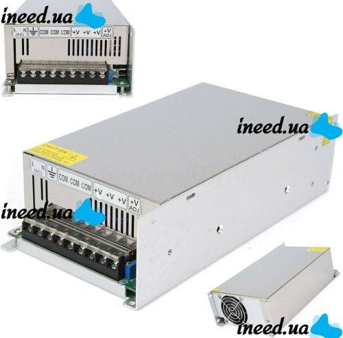 Універсальний блок живлення адаптер 12V 50A 600W Brille S-600-12 Metall для SMD світлодіодних стрічок моніторів