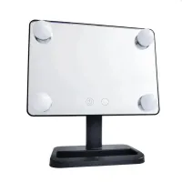 Cosmetie mirror 360 Rotation Angel Desktop Cosmetic Mirror with LED Backlight for Makeup , Compact Rectangular Touch Mirror Black
