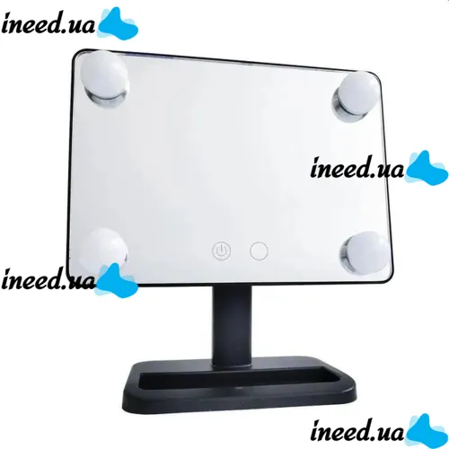 Cosmetie mirror 360 Rotation Angel Desktop Cosmetic Mirror with LED Backlight for Makeup , Compact Rectangular Touch Mirror Black