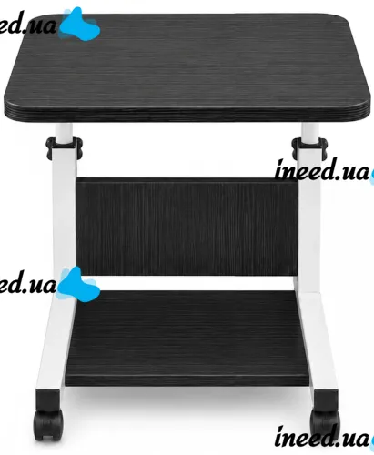 Dujeff HN-640 Bedside Coffee Table on Wheels—Side Table with Rectangular Top and Adjustable Height, 60 x 40 x 80 cm, Gray