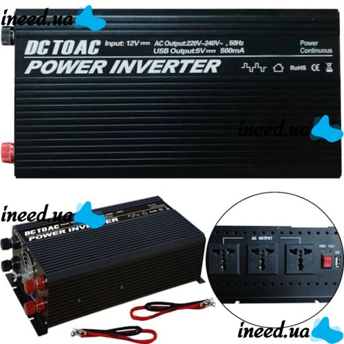 Автомобільний інвертор UN-3063 9000W 12V-220v, Авто перетворювач напруги струму від прикурювача і акумулятора 12В 9000В з захистом від перегріву