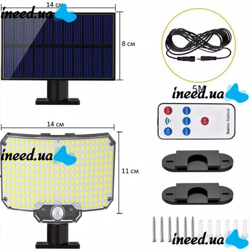 Вуличний настінний світильник Solar Wall Lamp BL - 234 SMD LED на сонячній батареї з датчиком руху, акумуляторний ліхтар IP65 HA - 110 на стіну