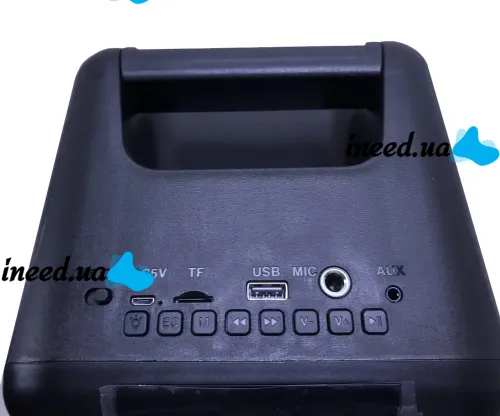 Акумуляторна колонка динамік Bluetooth BKK B86 з LED підсвічуванням 20W, бездротова акустична система караоке USB SD FM AUX від акумулятора Чорна