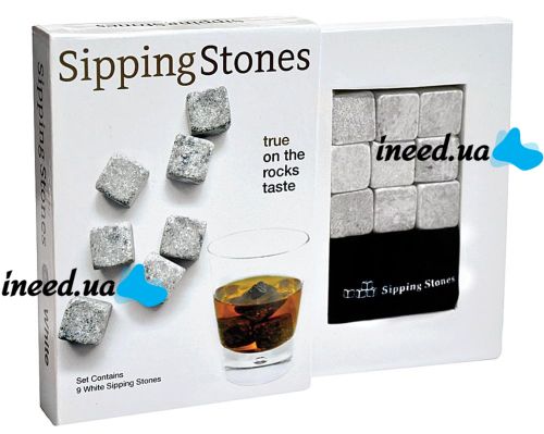 Охолоджуючі камені для віскі Whiskey Stones WS віскі Стоунс 9 штук, набір каменів з стеатиту для охолодження напоїв з мішечком в картонній коробці