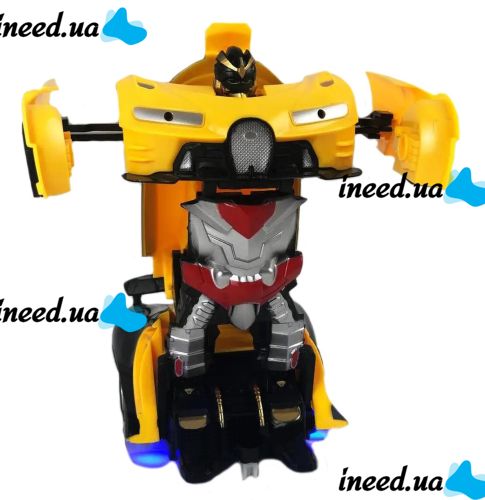 Children's Transformer Bugatti Robot Car 889-19 Radio-controlled Bugatti Robot Car on the Remote Control with Light and Sound for Children Yellow