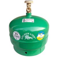 Tourist gas cylinder Golden Lion Rudyy CK-630 with a burner of 5 liters 2kg, Household Propane cylinder with piezo ignition and handle GL-2 PK-630 Green