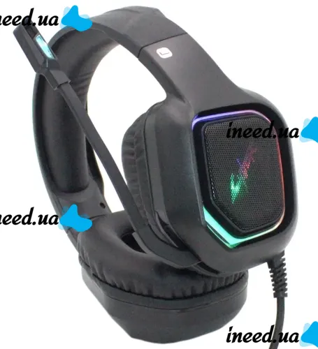 Cyberpunk CP-007 Gaming Wired Headphones with Backlight and Microphone Gaming Full-size Headphones with Headset for PC and Laptop 96491 Black