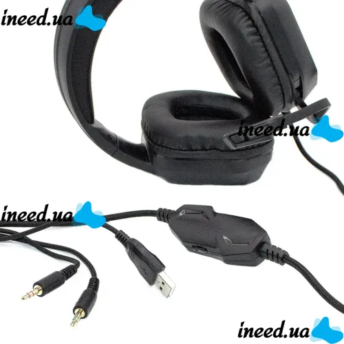 Cyberpunk CP-007 Gaming Wired Headphones with Backlight and Microphone Gaming Full-size Headphones with Headset for PC and Laptop 96491 Black