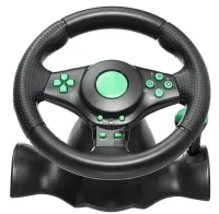 Vibration Steering Wheel 3-in-1 Universal Game Steering Wheel with Pedals and Gearbox for PC/PS2/PS3, Multimedia Sports Steering Wheel for PC