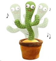 Розмовляючий танцюючий кактус з підсвічуванням Dancing Cactus tiktok 32 см на акумуляторі, співаючий, іграшка повторюшка українською мовою