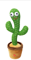 Розмовляючий танцюючий кактус з підсвічуванням Dancing Cactus tiktok 32 см на акумуляторі, співаючий, іграшка повторюшка українською мовою