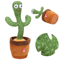 Розмовляючий танцюючий кактус з підсвічуванням Dancing Cactus tiktok 32 см на акумуляторі, співаючий, іграшка повторюшка українською мовою