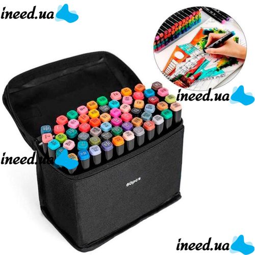 Touch Raven TR-48 Colors Professional set of double-sided Sketch Markers for alcohol-based Drawing, Markers 48 pcs