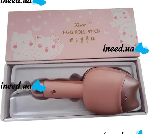 Керамическая плойка для завивки волос 32 мм Egg Roll Stick XL-290 45W, Керамические щипцы для завивки волос с двойным цилиндром для локонов Розовая